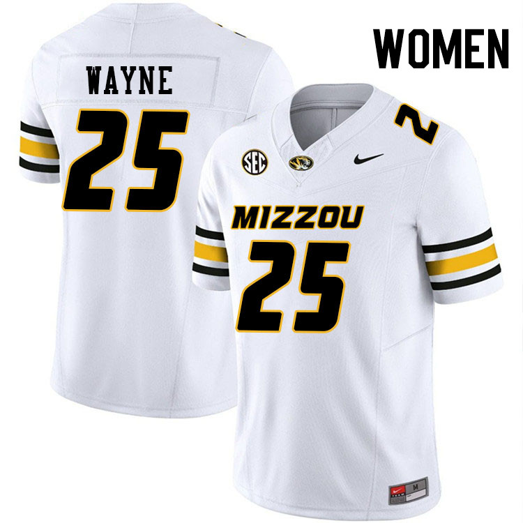 Women #25 Ja'Marion Wayne Missouri Tigers College Football Jerseys Stitched-White